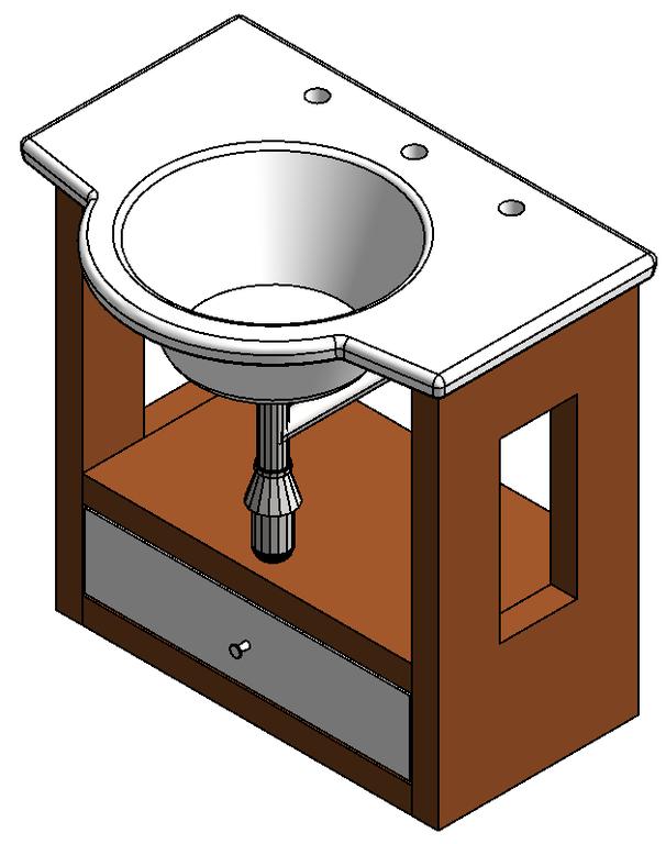 Möbel mit h anging Waschbecken