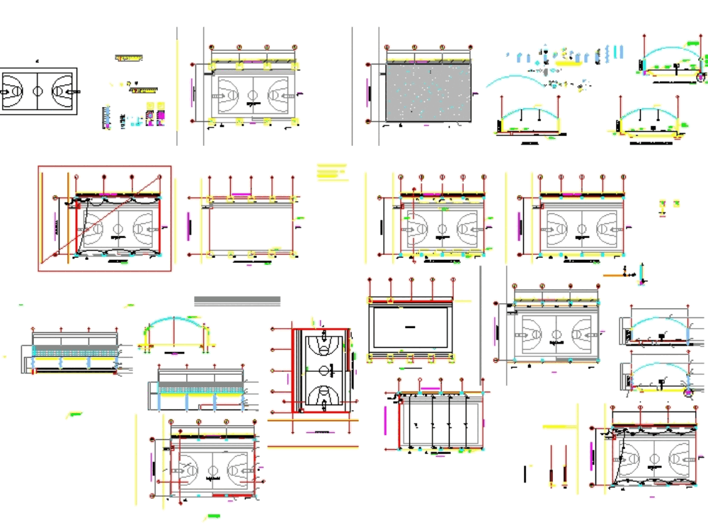 Detail Construction Drawing Of Basketball Court In Dwg File Cadbull ...