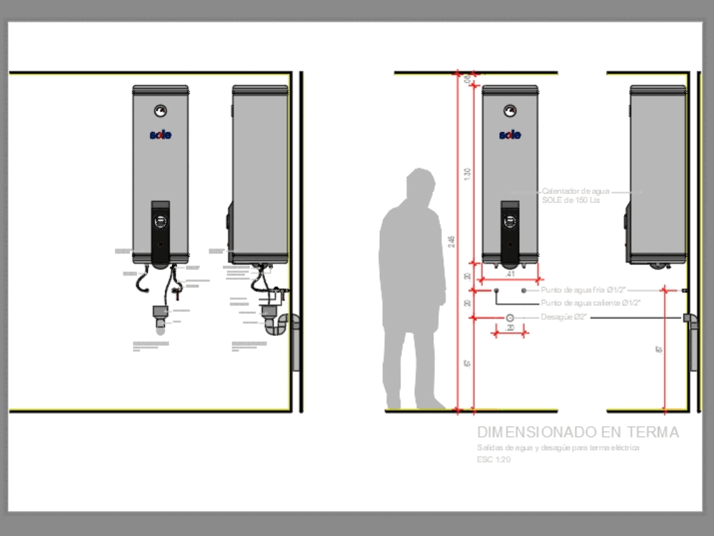 Conciliador grandioso portón Termo electrica sole . en AutoCAD | Descargar CAD (1.34 MB) | Bibliocad