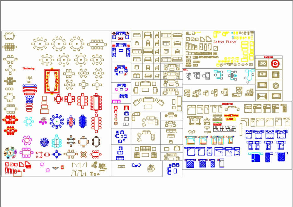 Liberary plantilla muebles en AutoCAD | CAD (3.5 MB) | Bibliocad
