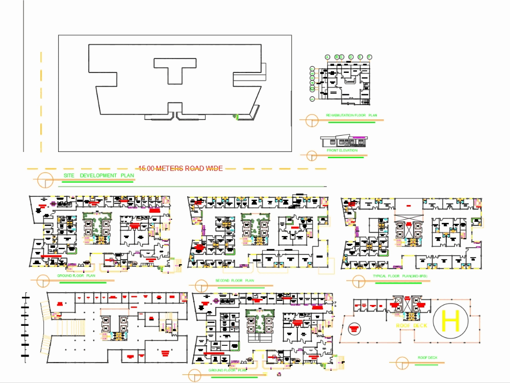 Tertiary hospital in AutoCAD | Download CAD free (826.42 