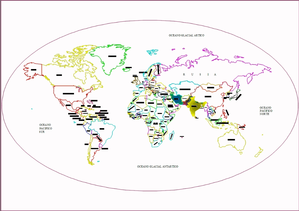 World map in AutoCAD Download CAD free (541.55 KB