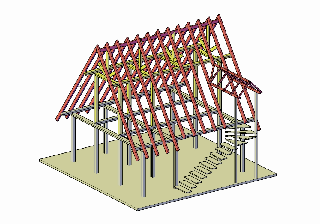 structure en bois 3d