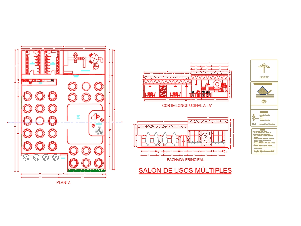 Salão de festas em AutoCAD, Baixar CAD Grátis (4.78 MB)