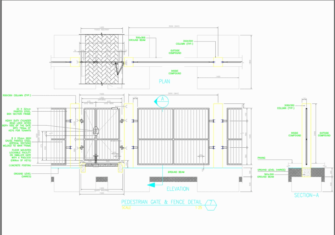 Pedestrian gate in AutoCAD | CAD download (106.36 KB) | Bibliocad