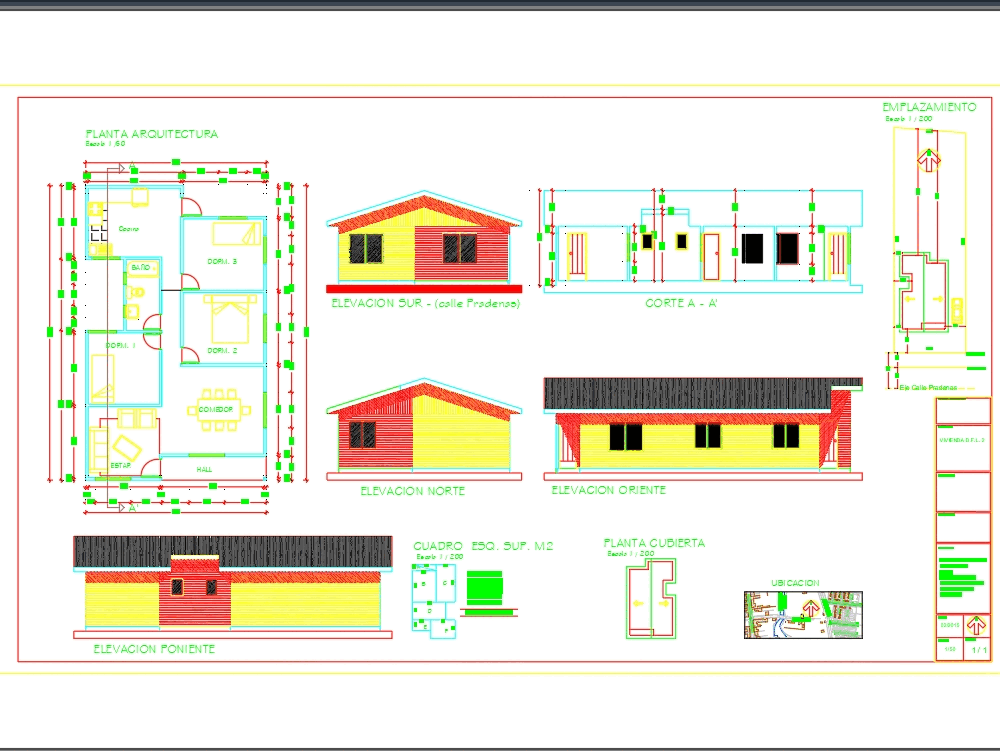 Architecture simple house in AutoCAD | Download CAD free (927.26 KB