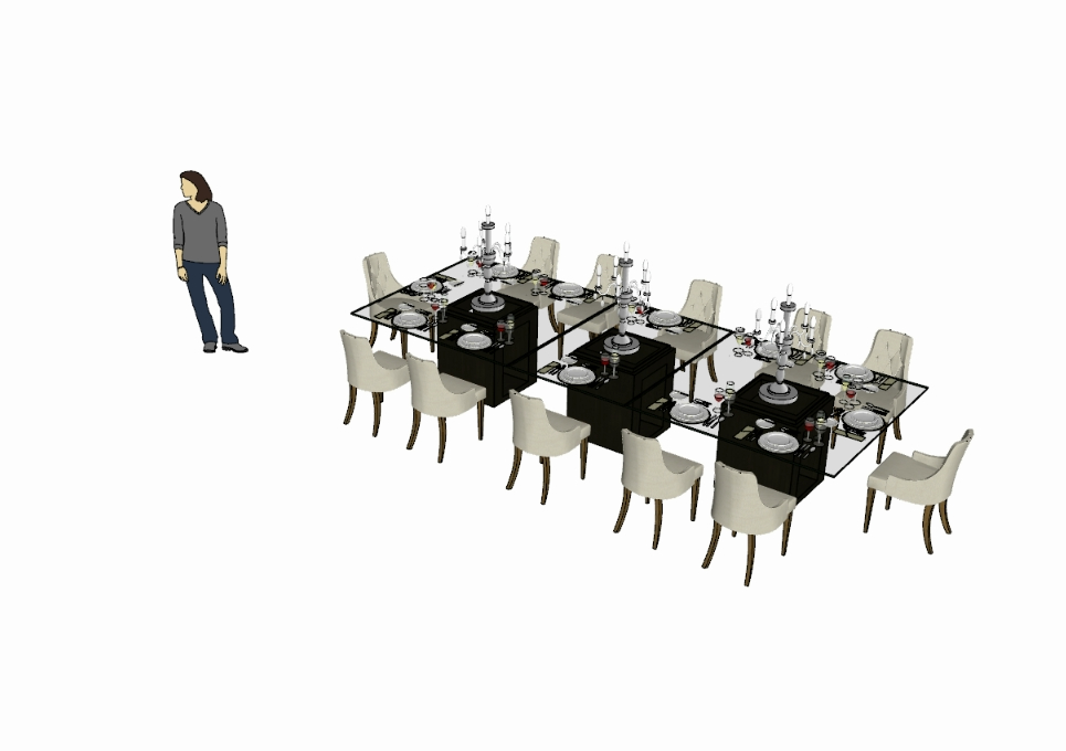 Dining room 12  people 3D