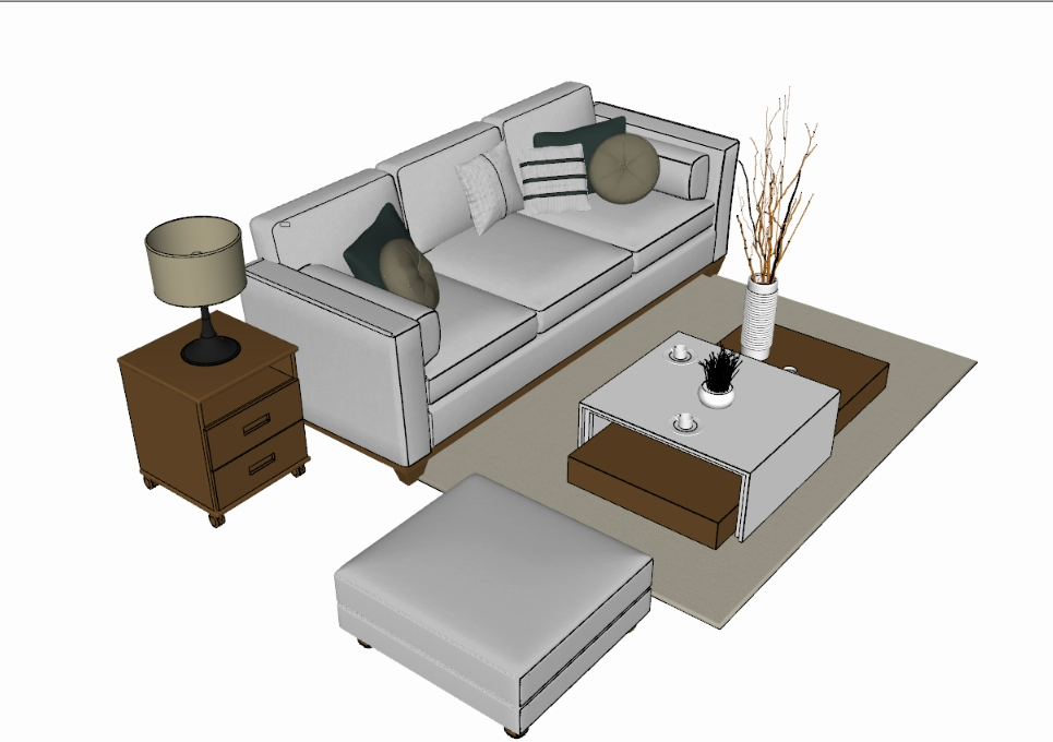 Sofa und 3D-Tische
