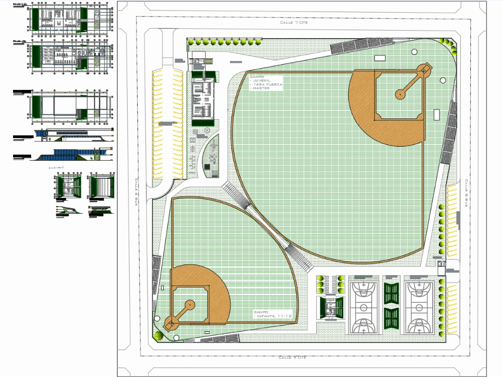 Sports center baseball en AutoCAD  Descargar CAD gratis 