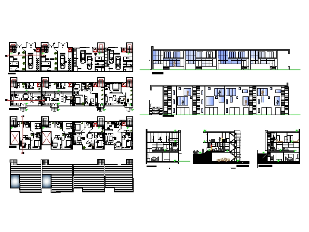 Conjunto de viviendas de 3 niveles.