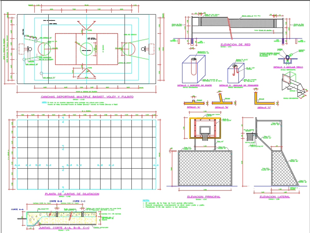 Multi sport court design in AutoCAD Download CAD free (288 04 KB Multi sport court design in AutoCAD Download CAD free (288 04 KB
