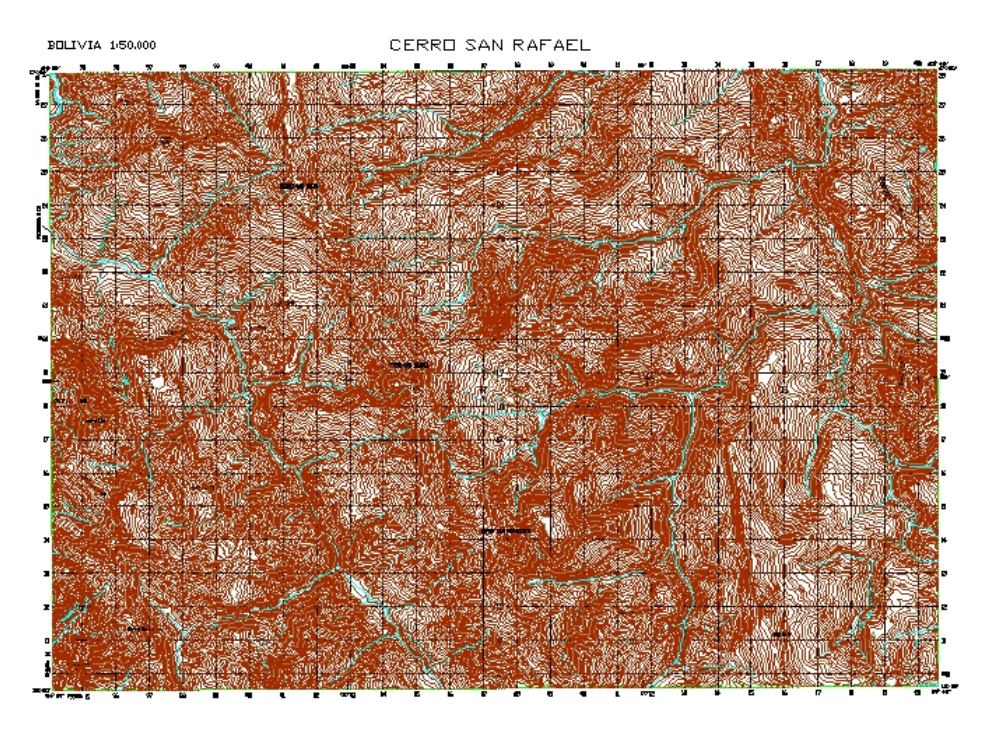 Topographic map of Cerro San Rafael - Bolivia.