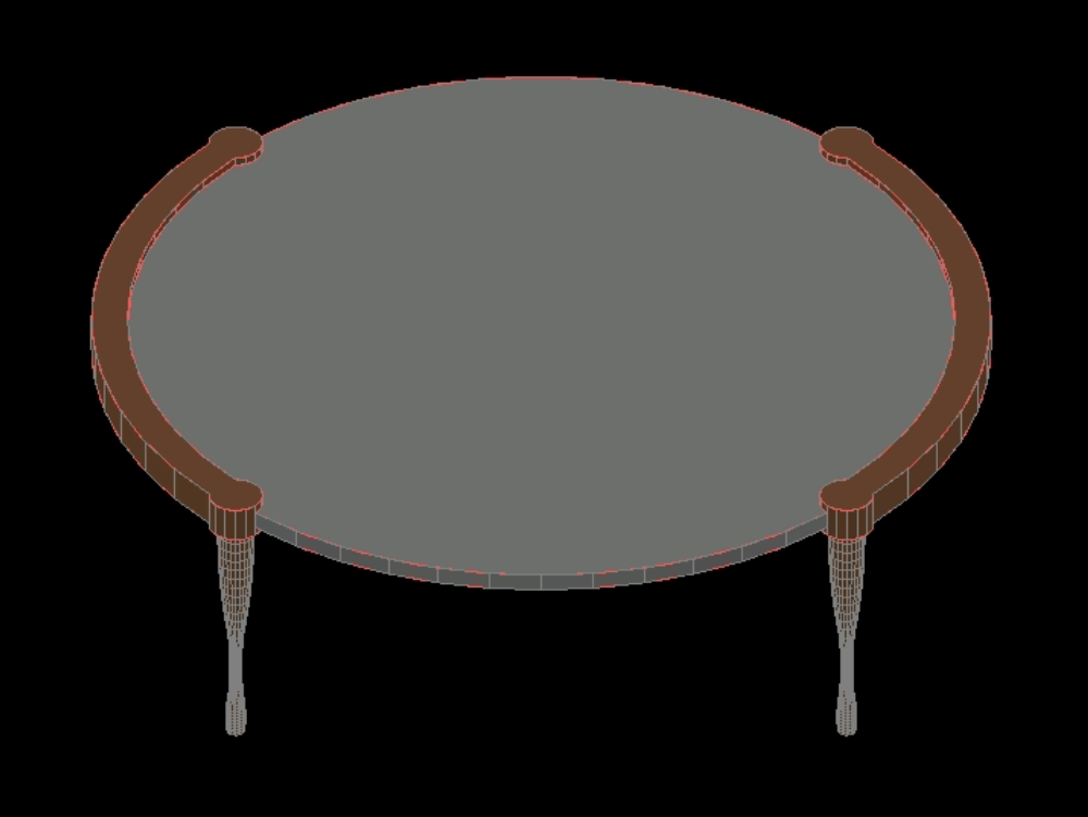 Mesa ratona circular en 3D.