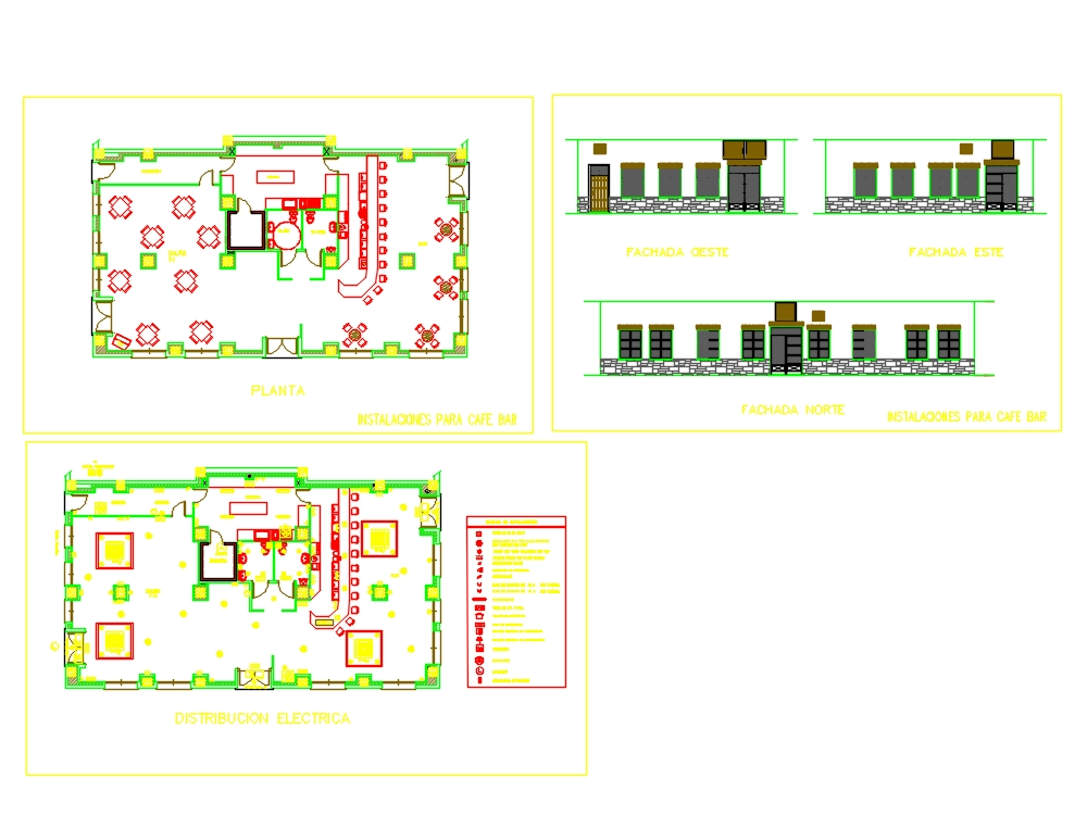 Bar ; Restaurante; Olhe ; Sala de jogos em AutoCAD