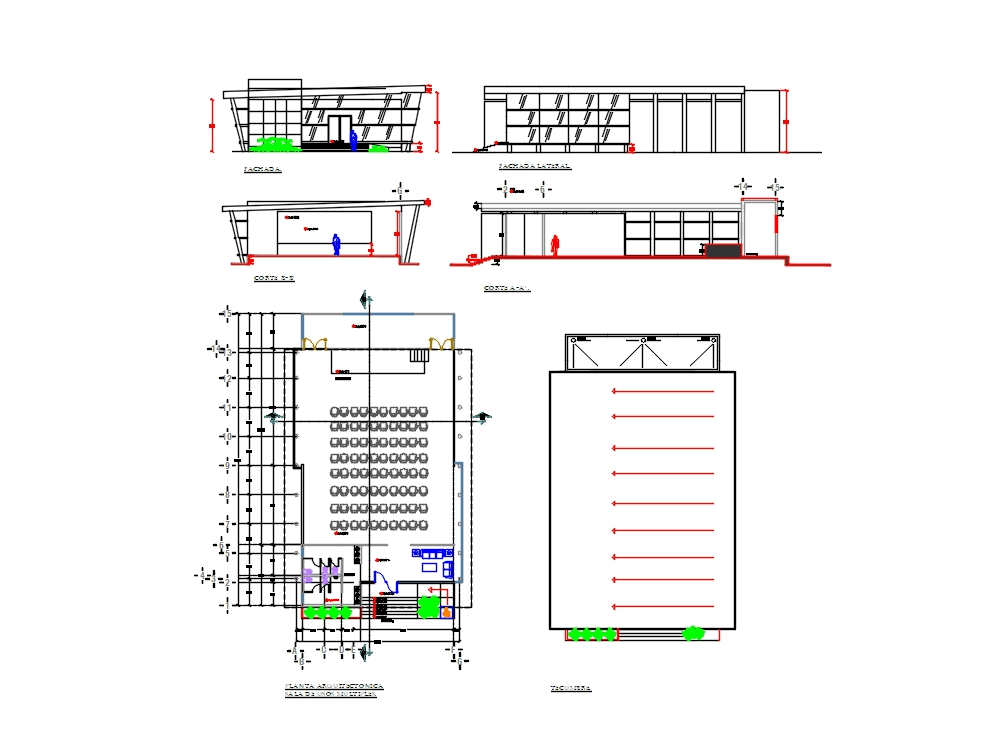 Sala de usos multiples en AutoCAD | Descargar CAD gratis (5.92 MB
