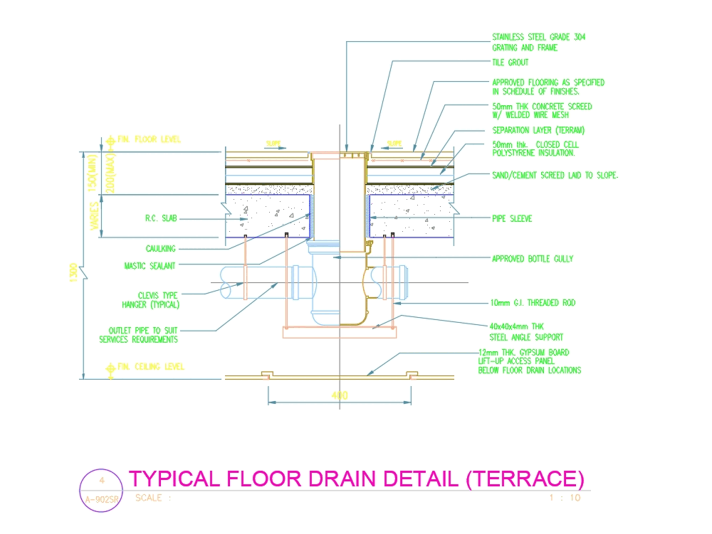 Drain floor detail in AutoCAD | CAD download (1.78 MB) | Bibliocad