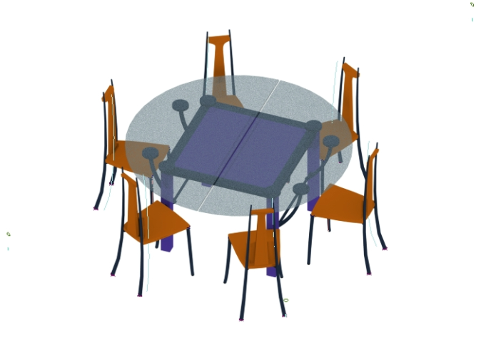 Mesa e cadeiras 3D
