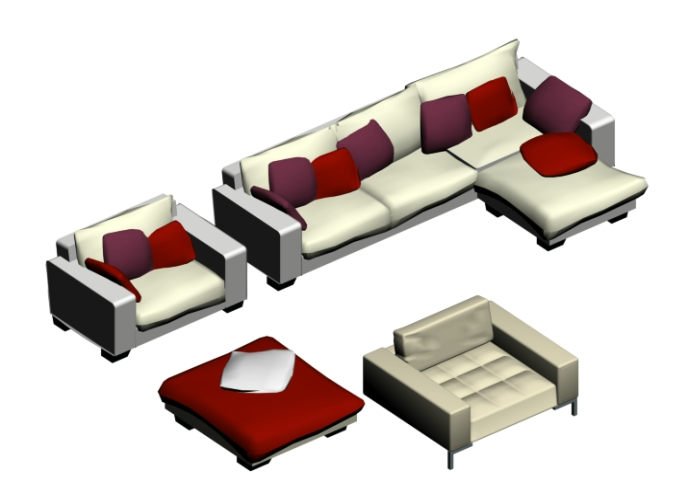 Sala de estar en 3D.