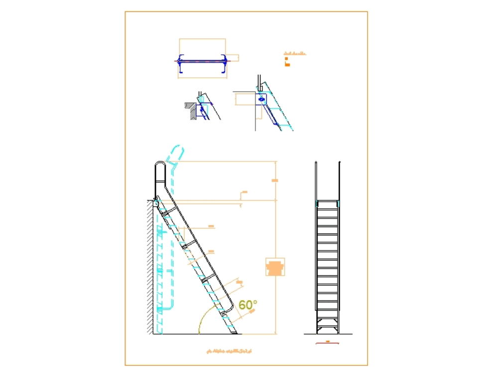 Ladder for roof access in AutoCAD | Download CAD free (70.38 KB