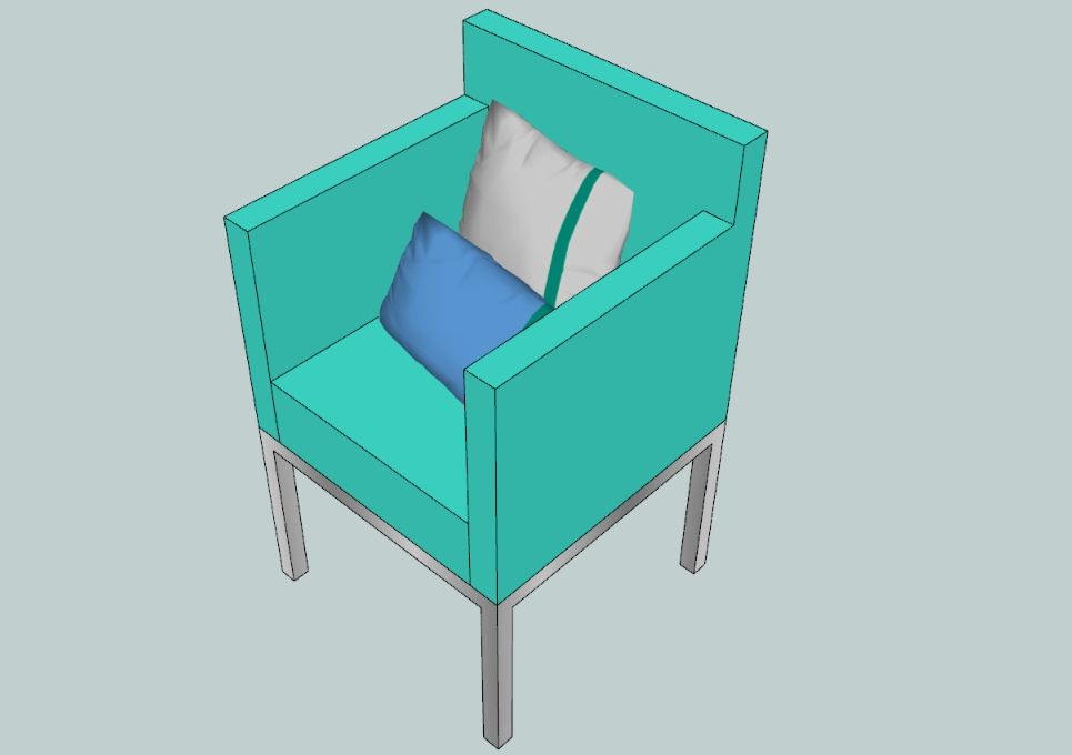 3D armchair with cushions