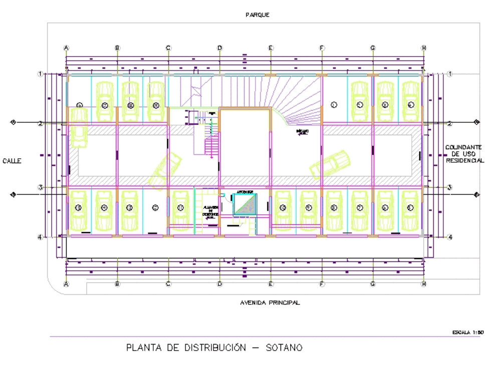 Porão planos estacionamento em AutoCAD CAD 99 93 KB 