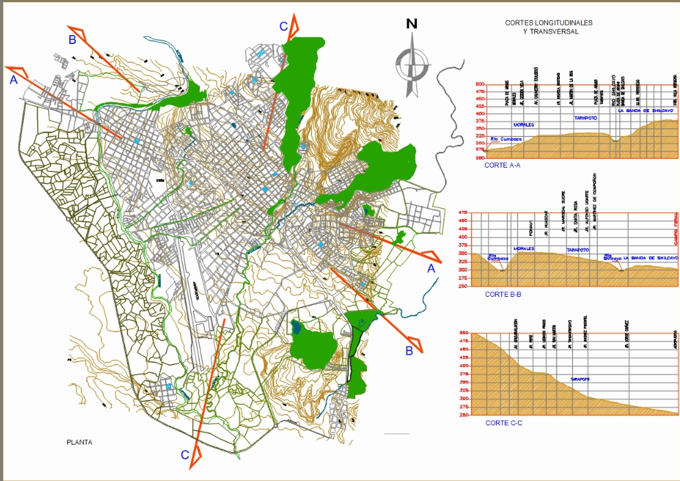 Carte de la morphologie urbaine de Tarapoto