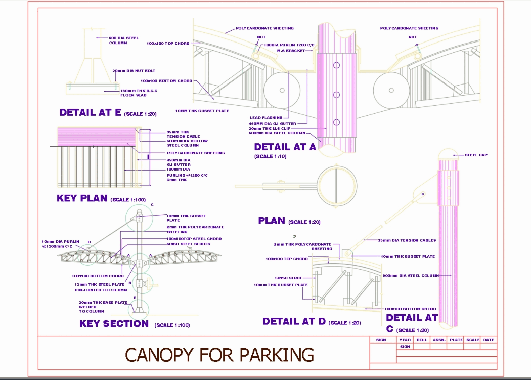 Parking Canopy Detail In Autocad Download Cad Free 113 81 Kb Bibliocad