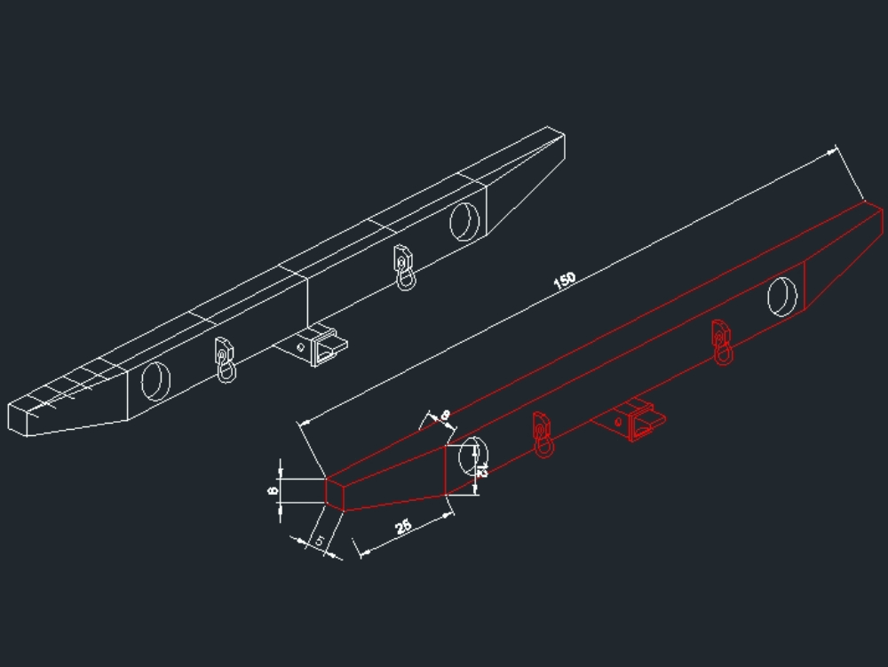 Rear bumper jeep in AutoCAD Download CAD free (40.36 KB) Bibliocad