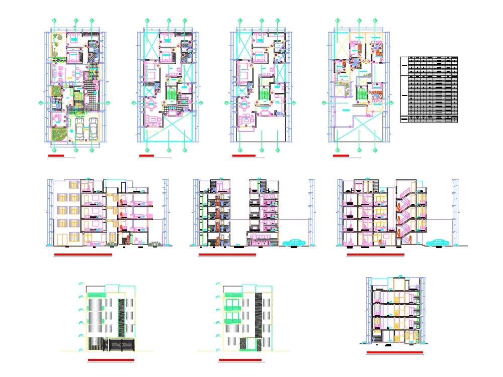 Viviendas en altura - 4 niveles en AutoCAD | CAD (870.05 KB) | Bibliocad