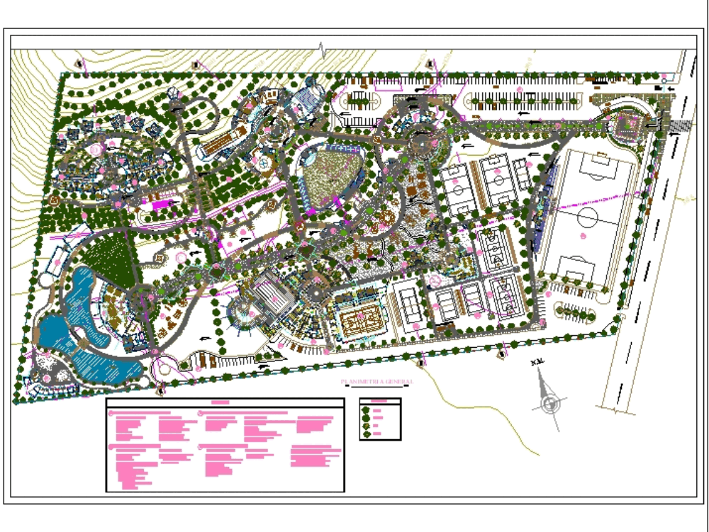 Recreational complex in AutoCAD | Download CAD free (5.4 MB) | Bibliocad