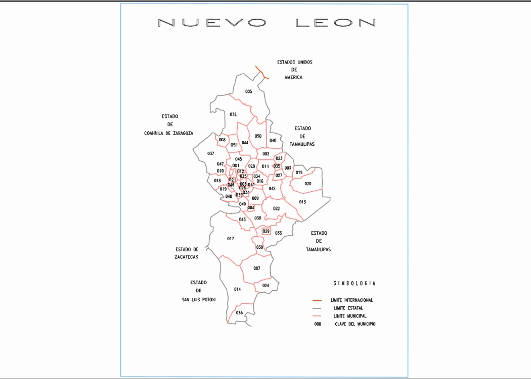 Karte des Bundesstaates Leon, Mexiko