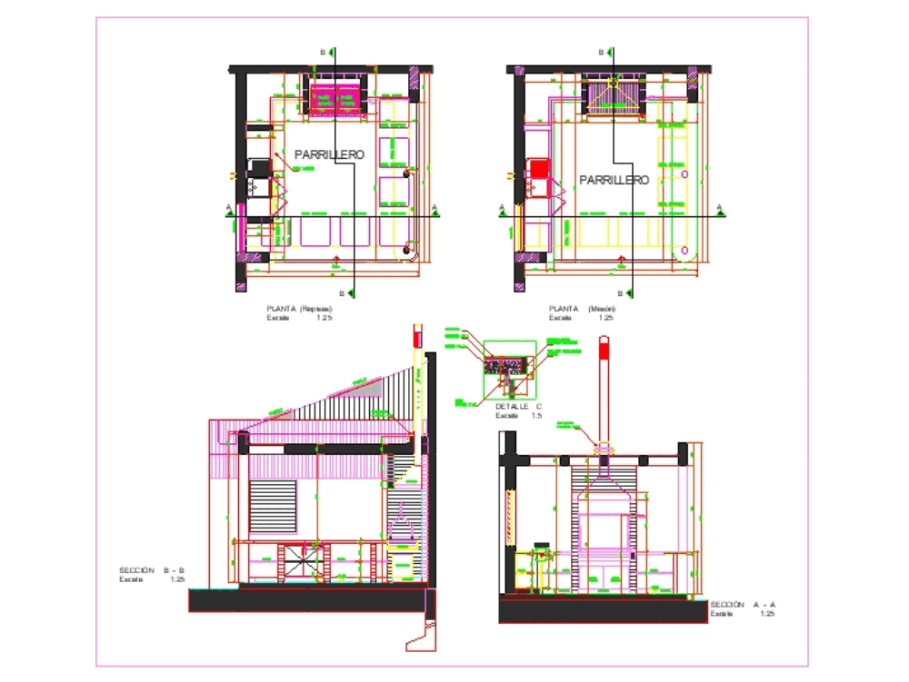 Barbecue corner in AutoCAD | Download CAD free (167.84 KB) | Bibliocad