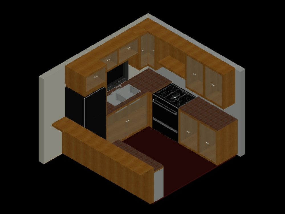 small kitchen in 3d