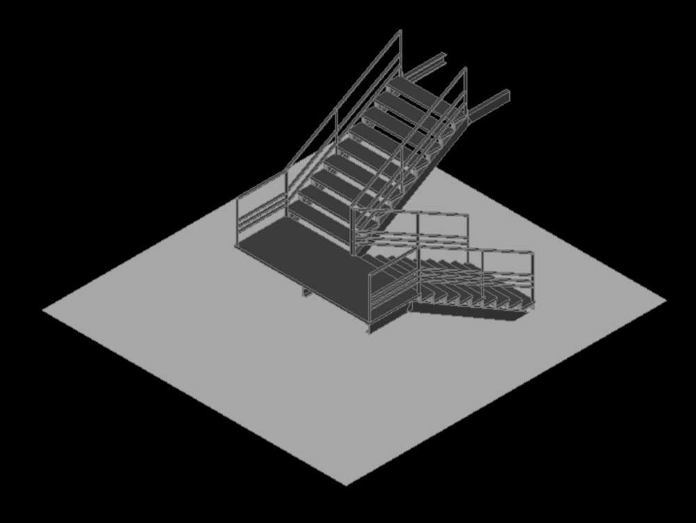 Escalier métallique en 3D.