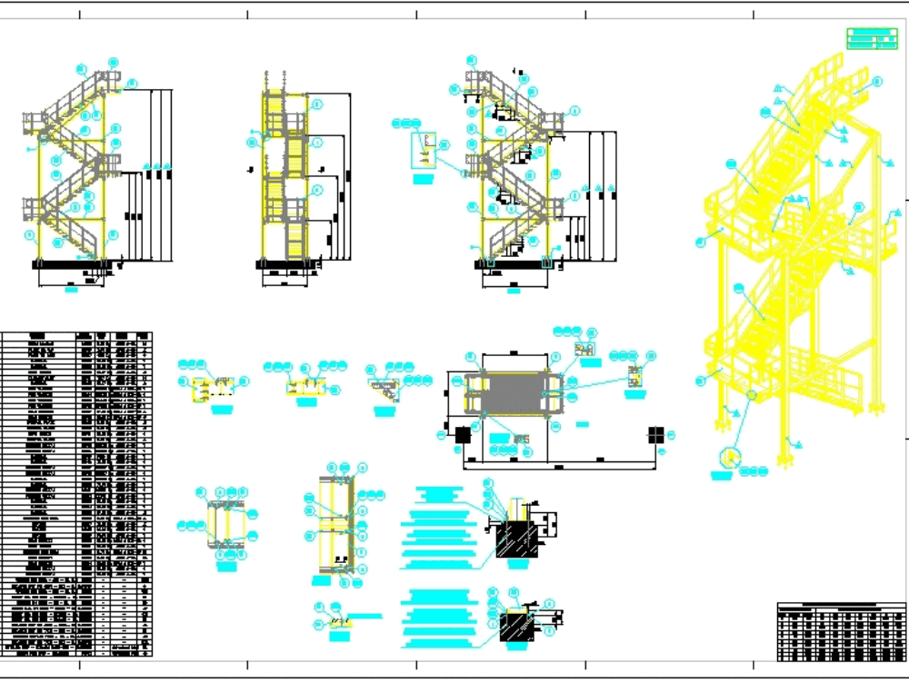 Detalles de escalera metalica en AutoCAD | CAD (8.59 MB) | Bibliocad