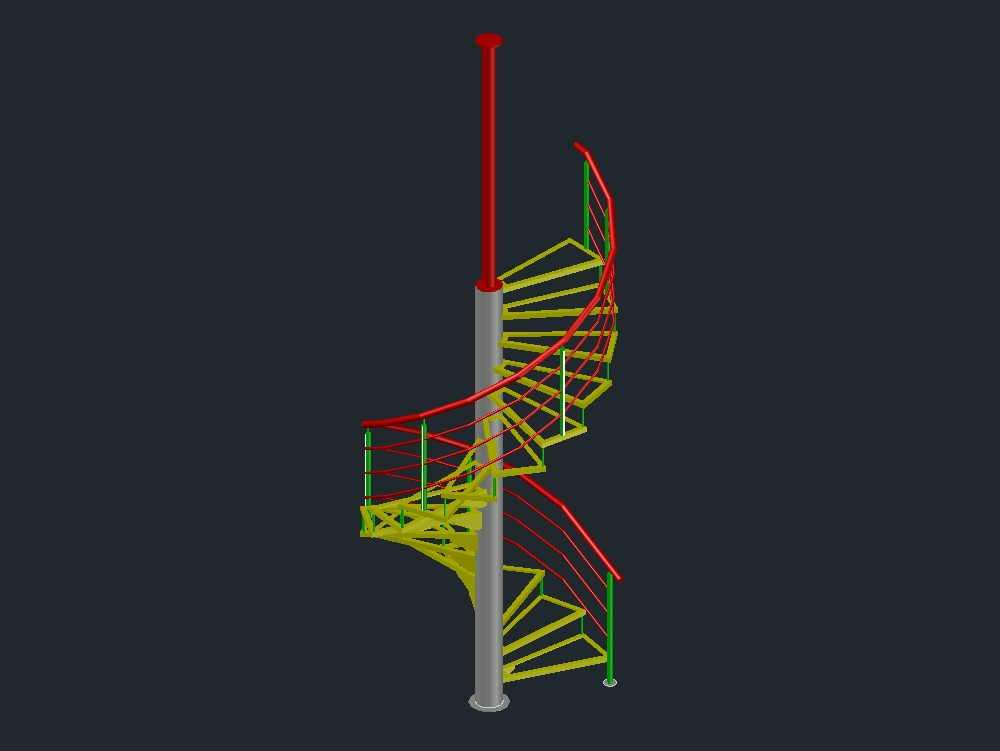 escada helicoidal 3d