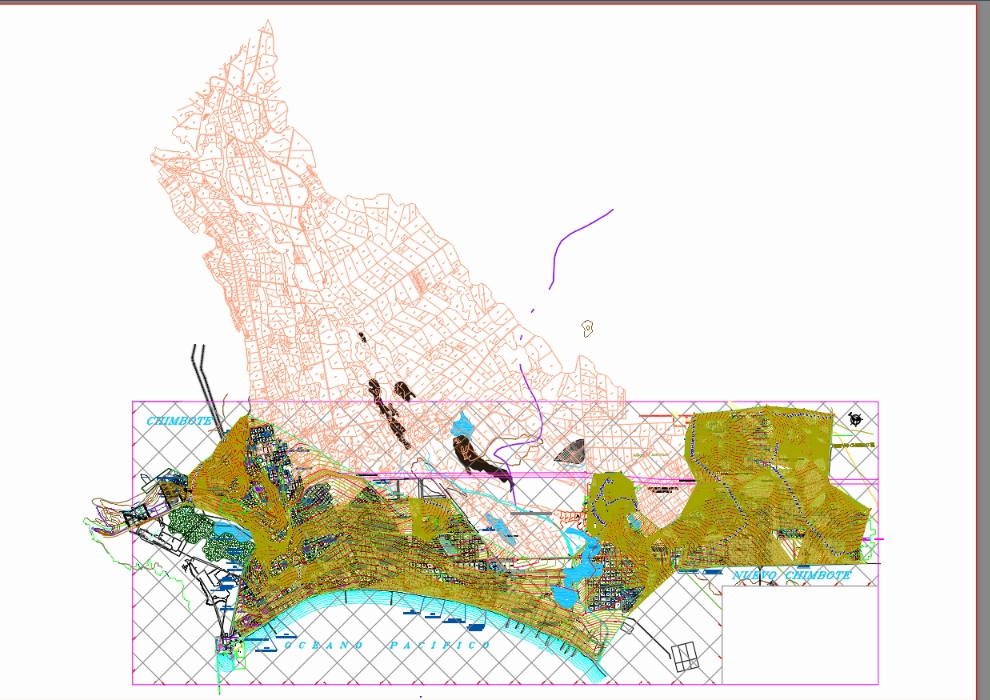 Chimbote and new Chimbote topographic map