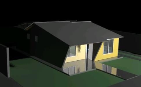 Maison avec cellules solaires 3d