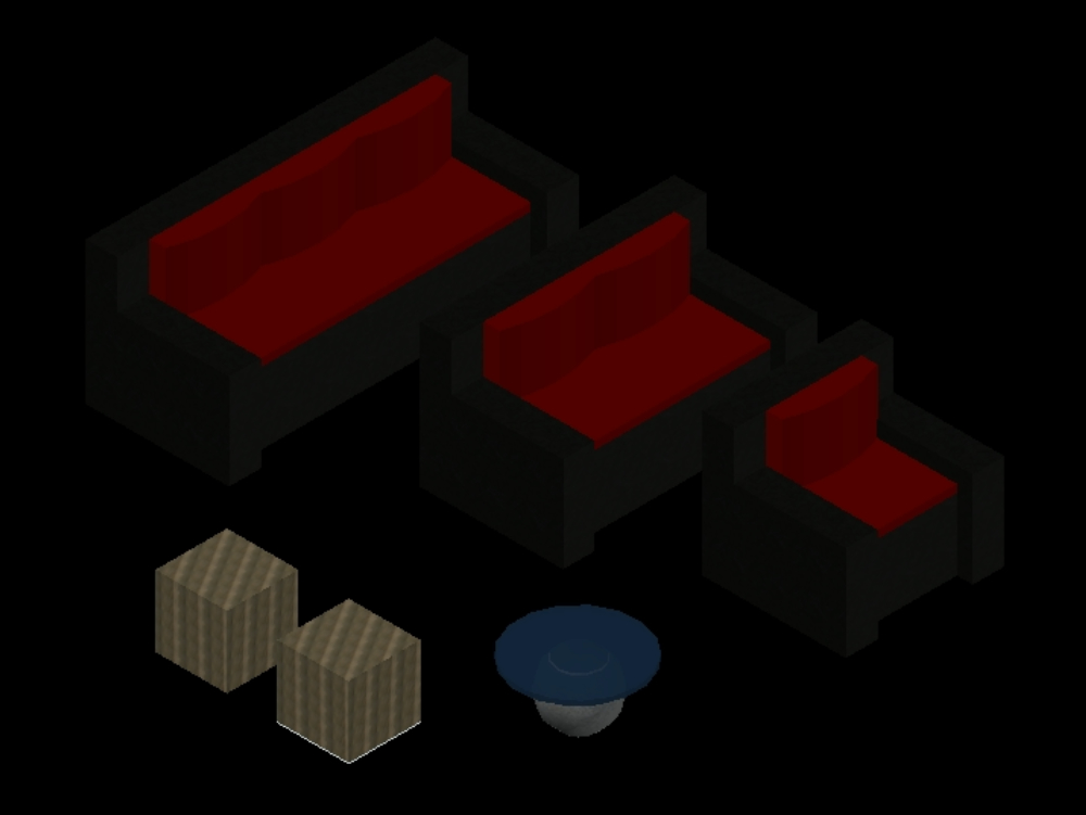 Armchairs and coffee table 3d