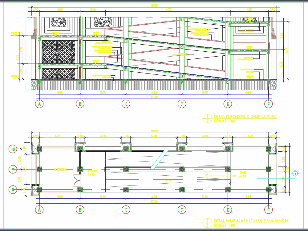 Evacuation concrete ramp in AutoCAD | CAD download (1.07 ... electrical plan and symbols 