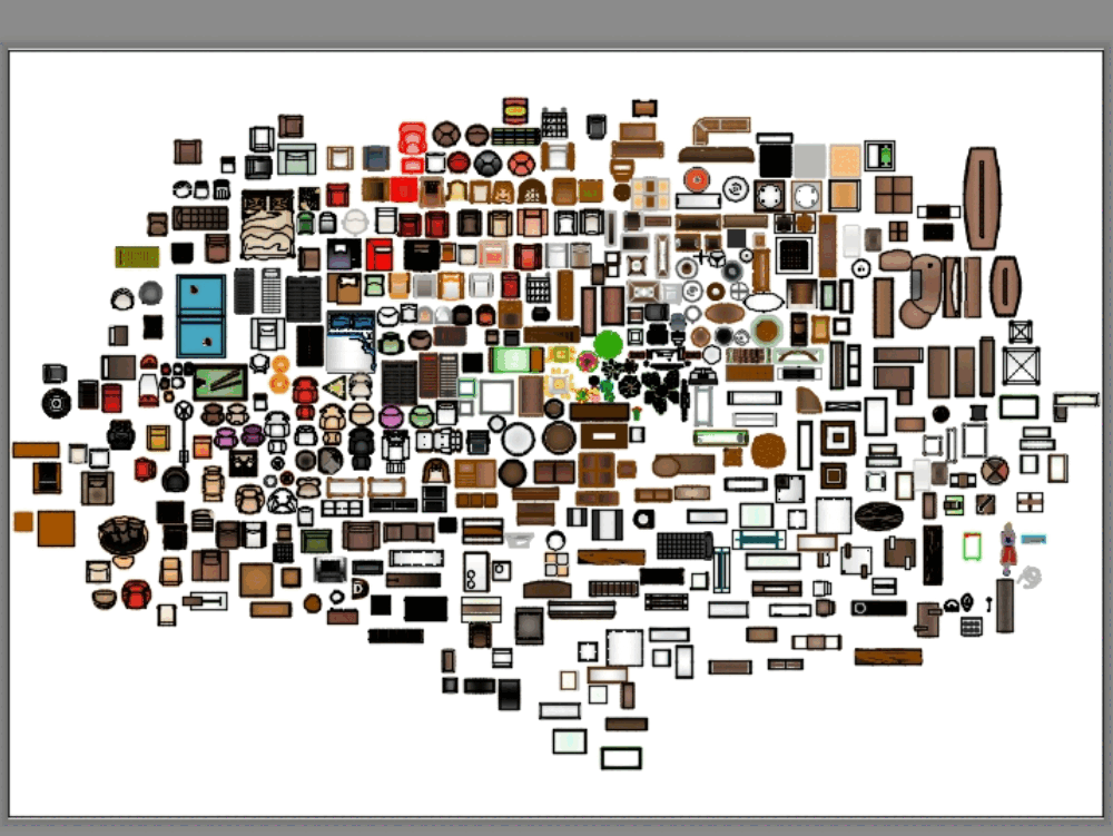 Muebles de interior en AutoCAD | Descargar CAD (1.96 MB) | Bibliocad