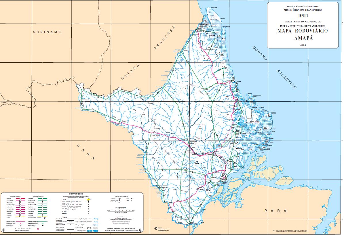 Rodovirio map of Amapa
