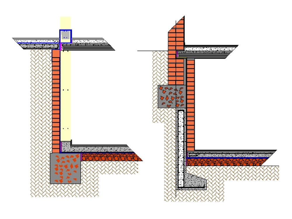Construction details of walls in basements