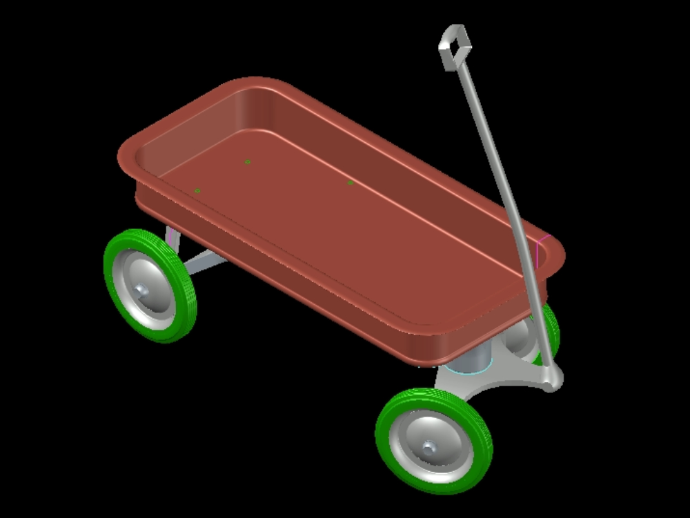 Toy car with handle in 3d.