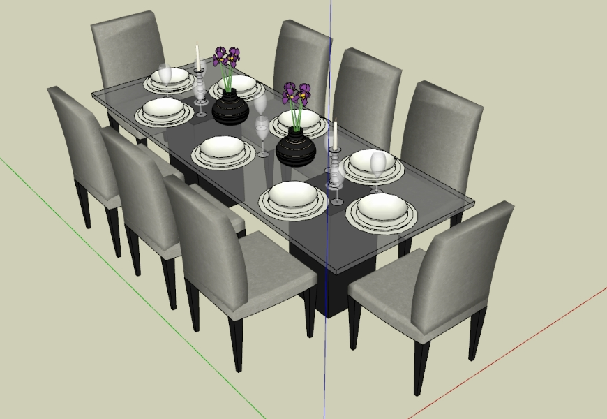 Mesa de comedor en sketchup 3D