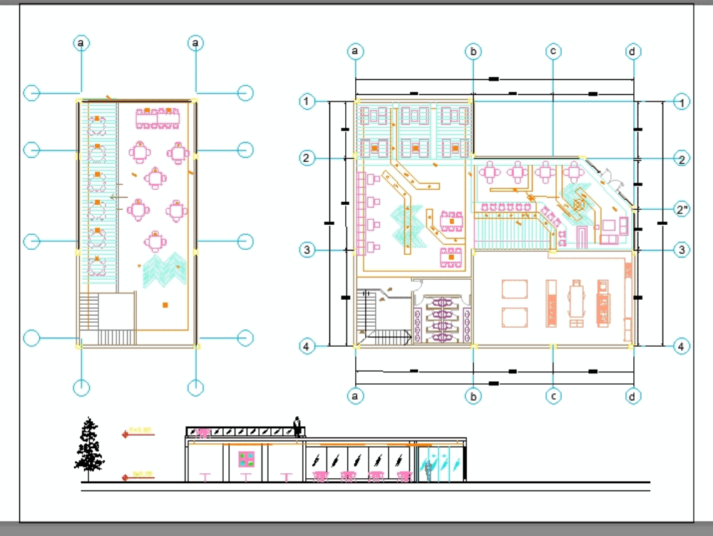 Restaurant in AutoCAD | Download CAD free (486.66 KB) | Bibliocad