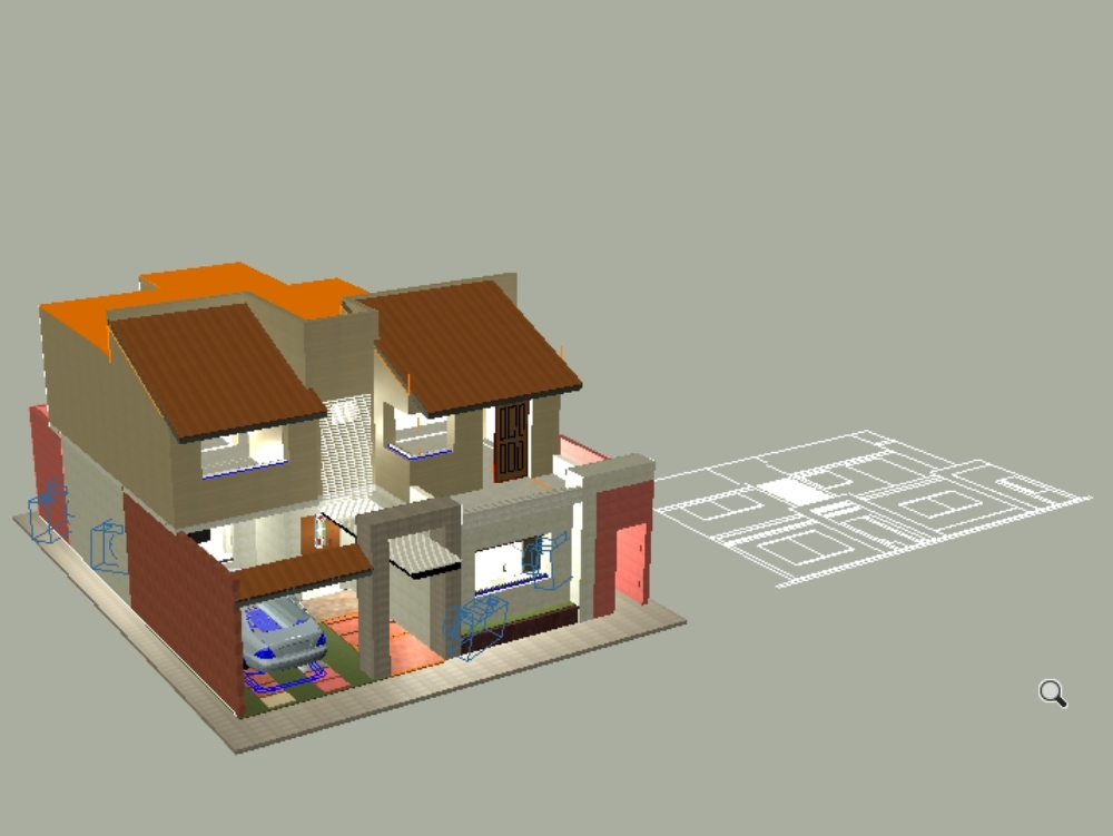 Einfamilienhaus auf 2 Ebenen - 3d