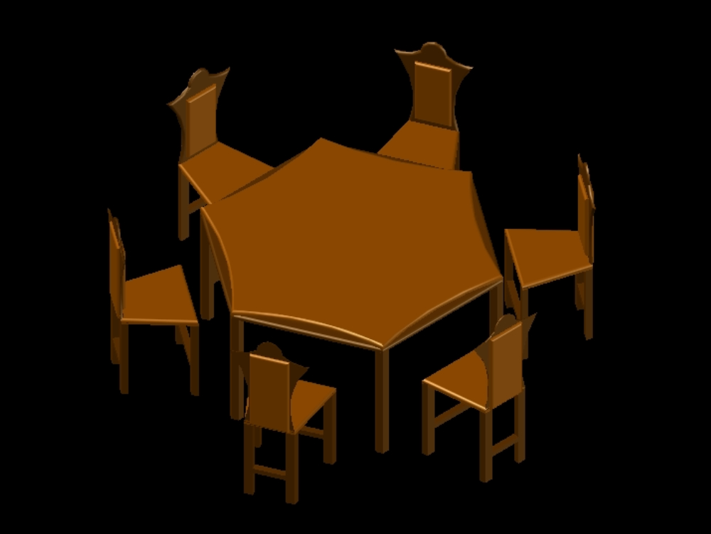 mesa e cadeiras 3D