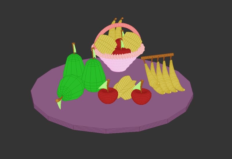 Plato con frutas 3D