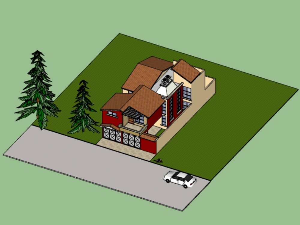 3D family house on two levels